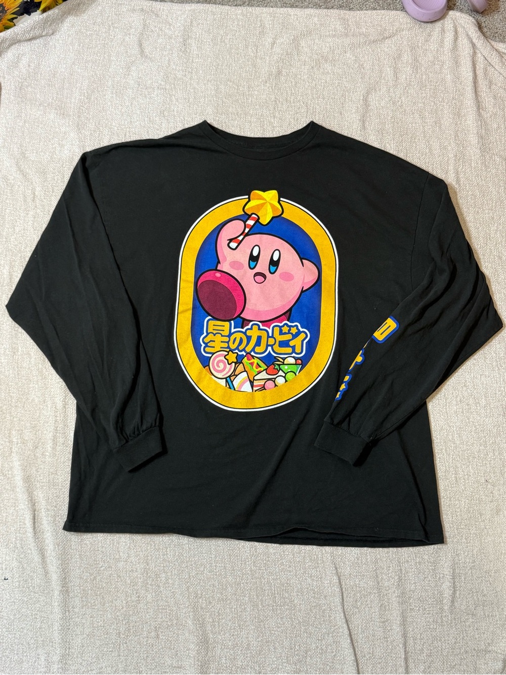 Kirby Nintendo 2XL Black Long Sleeve Japanese Graphic Y2K Kawaii Gamer